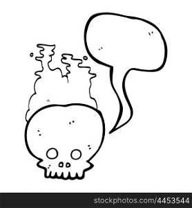 freehand drawn speech bubble cartoon steaming skull