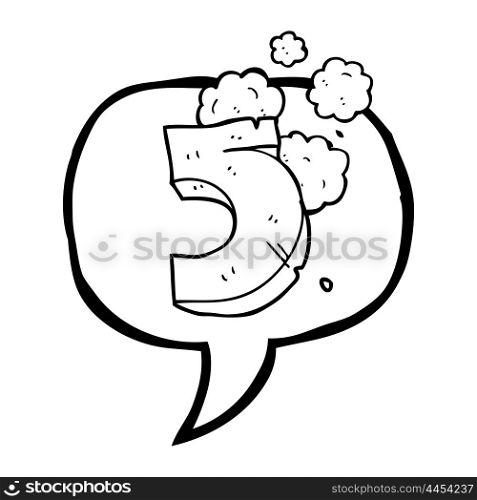 freehand drawn speech bubble cartoon stone number five