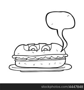 freehand drawn speech bubble cartoon sub sandwich