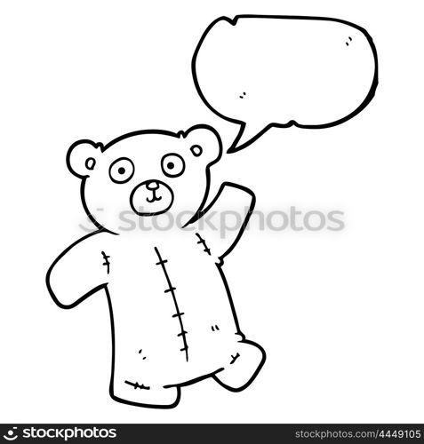 freehand drawn speech bubble cartoon teddy bear