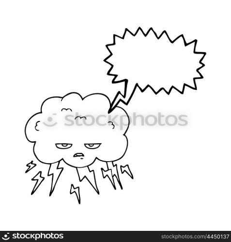 freehand drawn speech bubble cartoon thundercloud