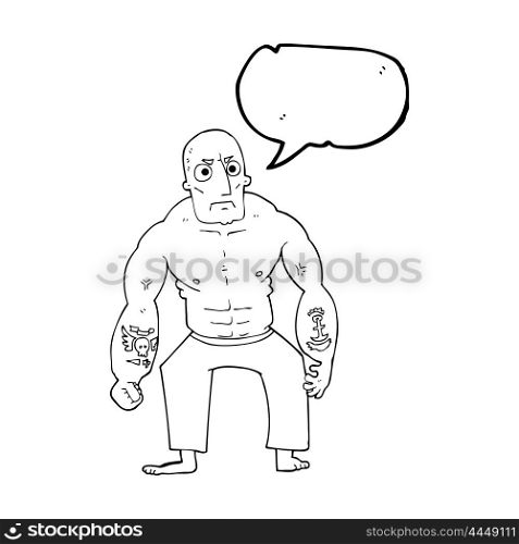 freehand drawn speech bubble cartoon tough man