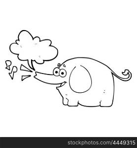freehand drawn speech bubble cartoon trumpeting elephant
