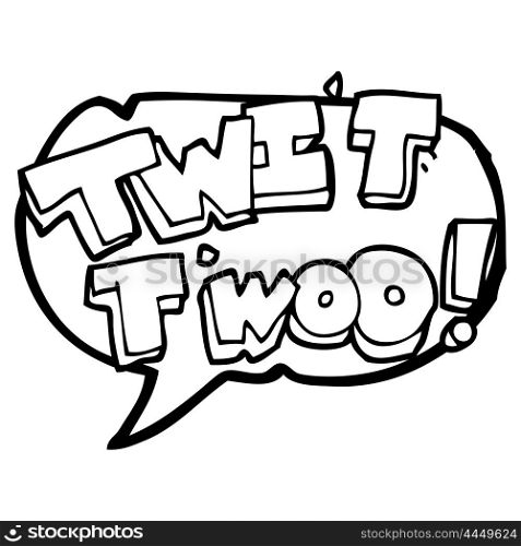 freehand drawn speech bubble cartoon twit two owl call text