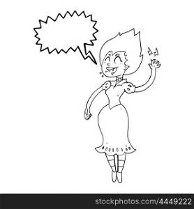 freehand drawn speech bubble cartoon vampire girl