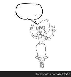 freehand drawn speech bubble cartoon vampire girl