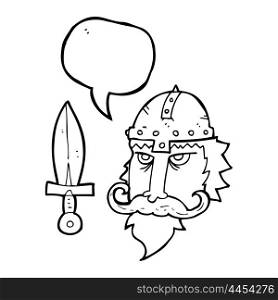 freehand drawn speech bubble cartoon viking warrior