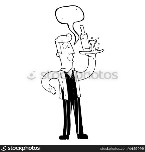 freehand drawn speech bubble cartoon waiter