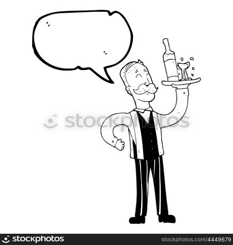 freehand drawn speech bubble cartoon waiter