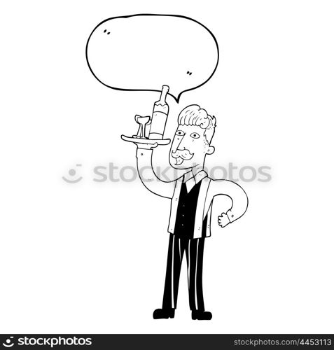 freehand drawn speech bubble cartoon waiter