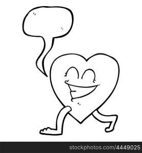 freehand drawn speech bubble cartoon walking heart