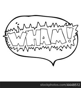 freehand drawn speech bubble cartoon wham! symbol