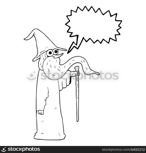 freehand drawn speech bubble cartoon wizard