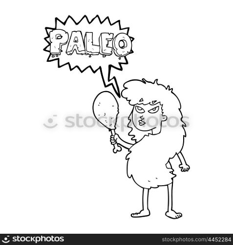 freehand drawn speech bubble cartoon woman on paleo diet