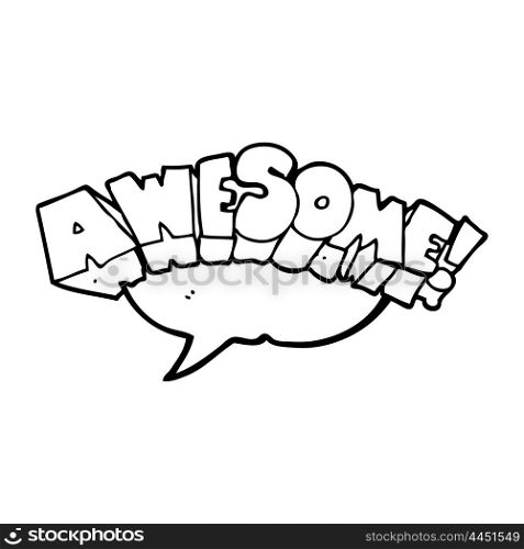 freehand drawn speech bubble cartoon word awesome