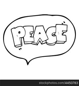freehand drawn speech bubble cartoon word peace