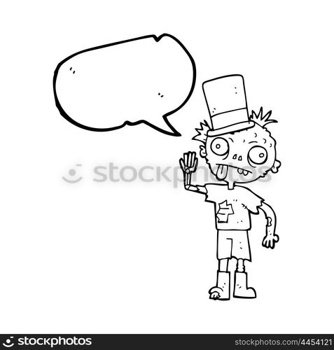 freehand drawn speech bubble cartoon zombie