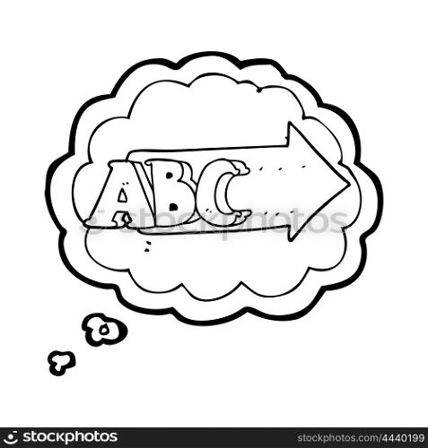 freehand drawn thought bubble cartoon ABC symbol