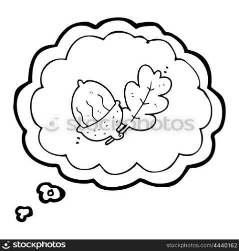 freehand drawn thought bubble cartoon acorn