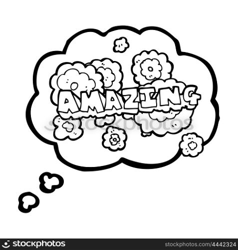 freehand drawn thought bubble cartoon amazing word