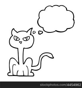 freehand drawn thought bubble cartoon angry cat