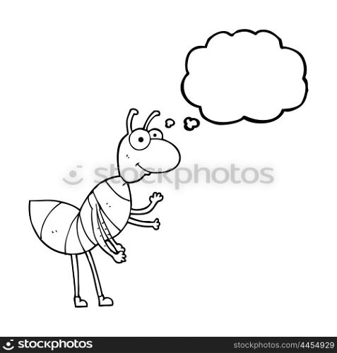 freehand drawn thought bubble cartoon ant