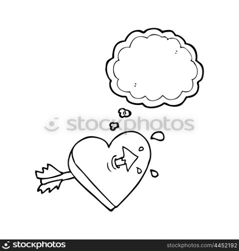 freehand drawn thought bubble cartoon arrow through heart freehand drawn thought bubble cartoon