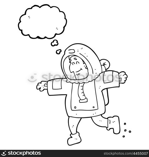 freehand drawn thought bubble cartoon astronaut