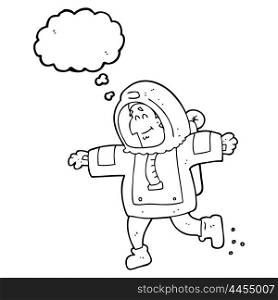 freehand drawn thought bubble cartoon astronaut
