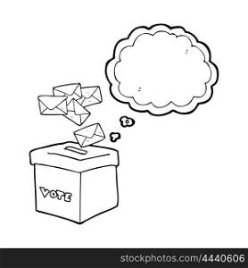 freehand drawn thought bubble cartoon ballot box