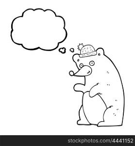 freehand drawn thought bubble cartoon bear