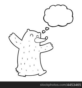 freehand drawn thought bubble cartoon bear