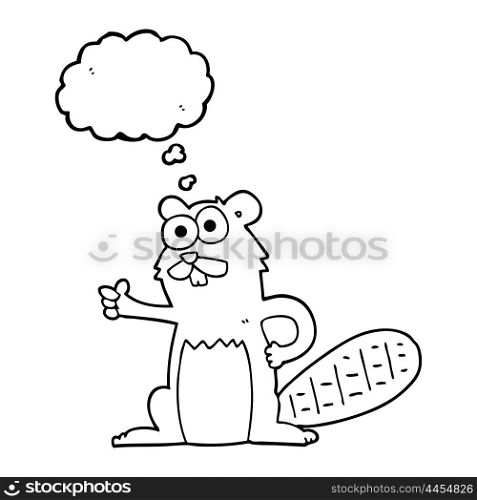 freehand drawn thought bubble cartoon beaver
