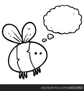 freehand drawn thought bubble cartoon bee