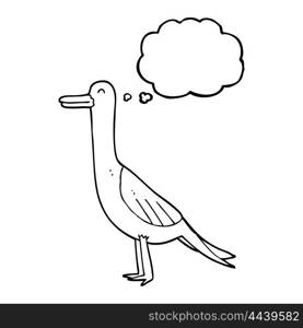 freehand drawn thought bubble cartoon bird