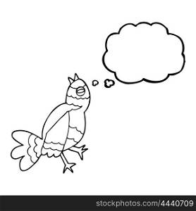 freehand drawn thought bubble cartoon bird singing