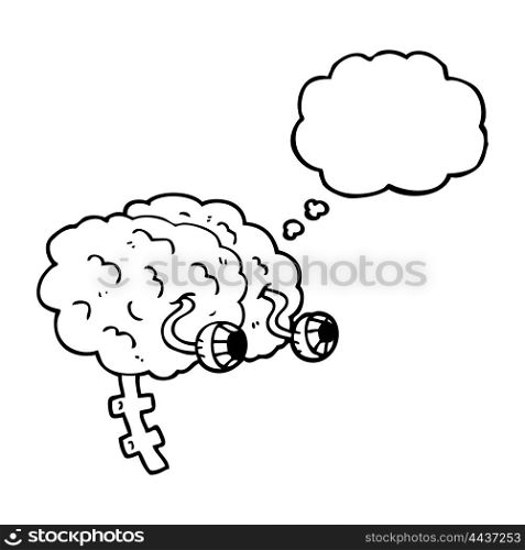 freehand drawn thought bubble cartoon brain