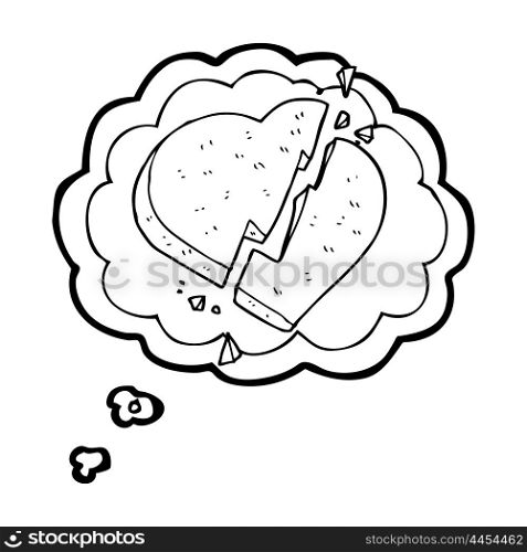 freehand drawn thought bubble cartoon broken heart symbol