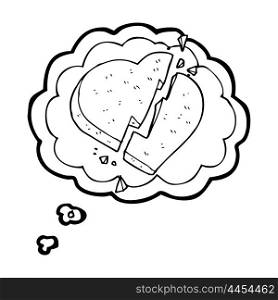 freehand drawn thought bubble cartoon broken heart symbol