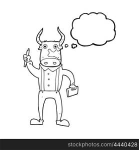freehand drawn thought bubble cartoon bull man