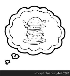 freehand drawn thought bubble cartoon burger