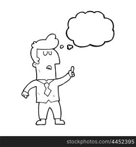 freehand drawn thought bubble cartoon businessman