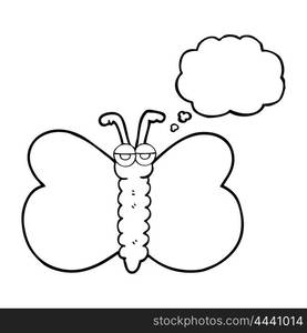 freehand drawn thought bubble cartoon butterfly