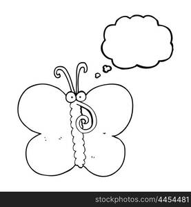 freehand drawn thought bubble cartoon butterfly