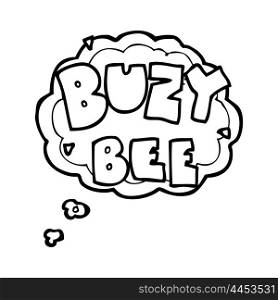 freehand drawn thought bubble cartoon buzy bee text symbol