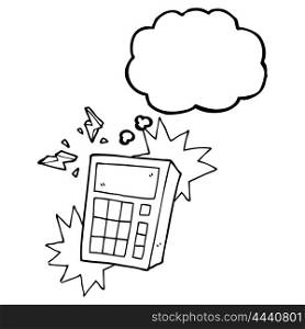 freehand drawn thought bubble cartoon calculator