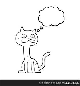 freehand drawn thought bubble cartoon cat