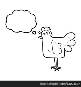 freehand drawn thought bubble cartoon chicken