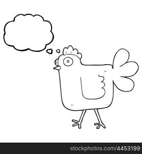 freehand drawn thought bubble cartoon chicken