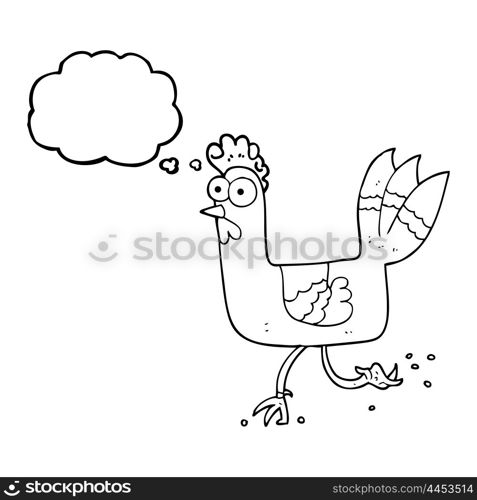 freehand drawn thought bubble cartoon chicken running